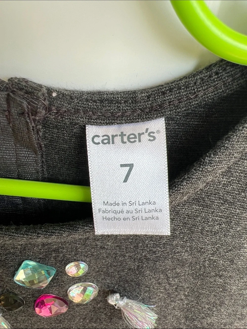 Carter's Charcoal Gray Sleeveless Jewel-Accent Dress